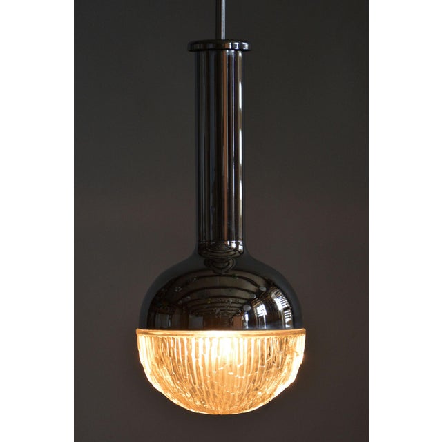 Silver Mid-Century Chandelier in Chrome, Steel and Glass, Rewired, Italy, 1960s For Sale - Image 8 of 9