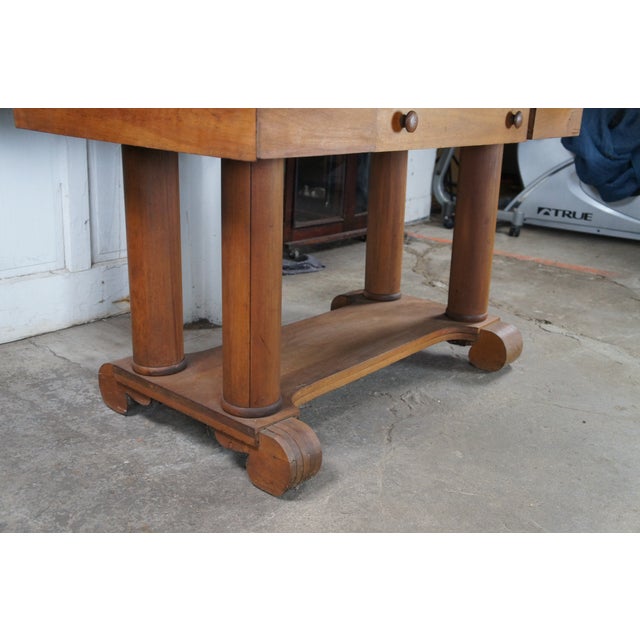 Antique American Arts & Crafts Mission Style Library Table Office Writing Desk For Sale - Image 10 of 12
