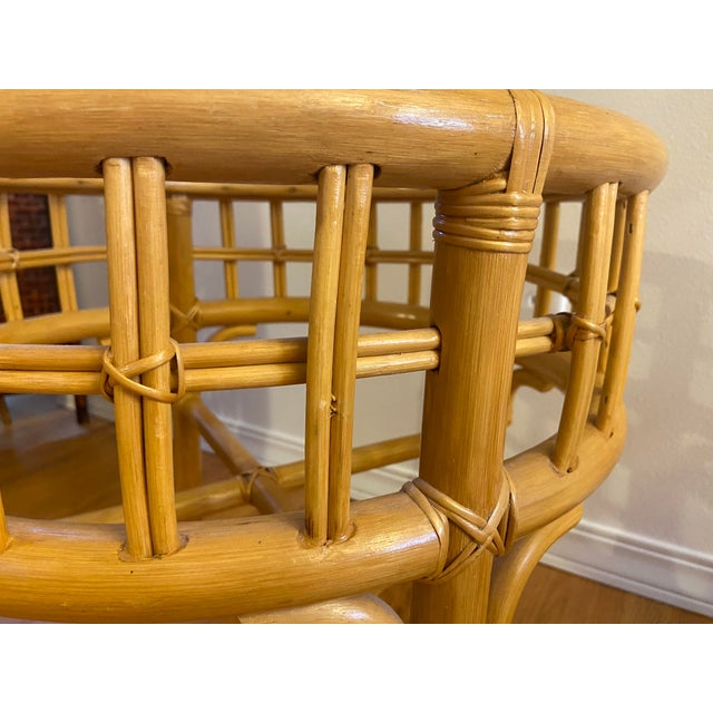 1980s Vintage Bamboo Circular Side Table For Sale - Image 10 of 11
