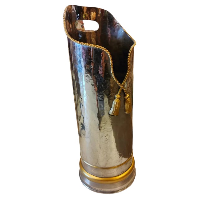 Umbrella Stand in Silvered and Gilt Brass, 1880s For Sale