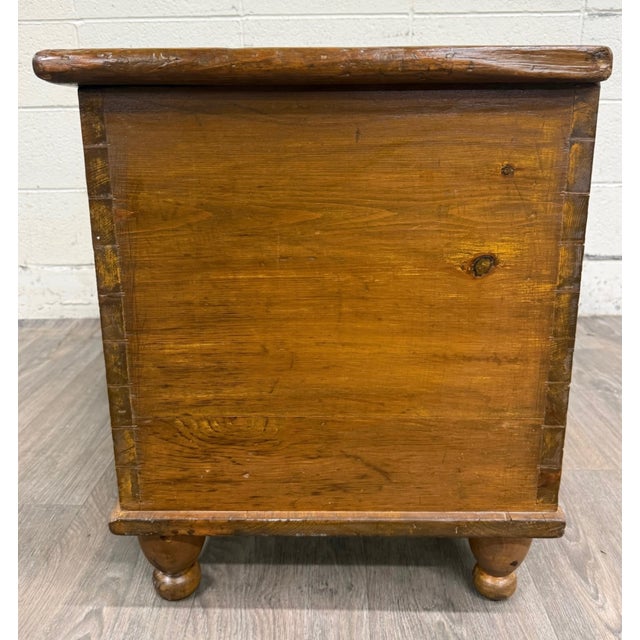 19th Century Antique American Primitive Solid Pine Blanket Chest For Sale - Image 5 of 10