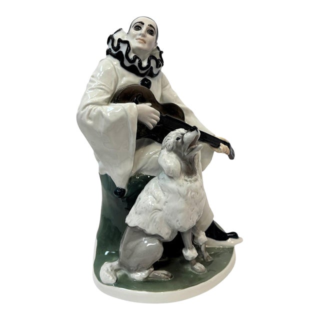 Rosenthal Porcelain Sculpture, "Pierrot With Poodle," For Sale
