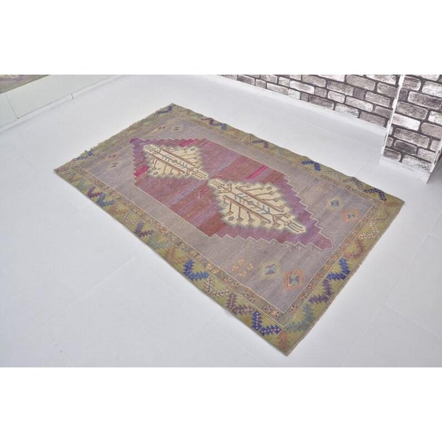 Handmade wool carpet in Turkish Anatolia , Vintage Oushak Rug,Turkish Vintage Anatolian Rug, Handmade wool Rug . One Of...