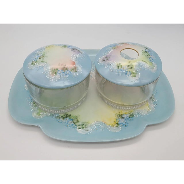 Antique Hand Painted Vanity Set, Haviland, France - 3 Pieces Set For Sale - Image 9 of 13