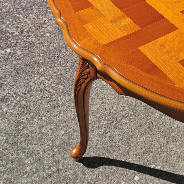 French Louis XV Style Extendable Marqueterie Cherrywood Dining Table, 1880s For Sale - Image 6 of 18