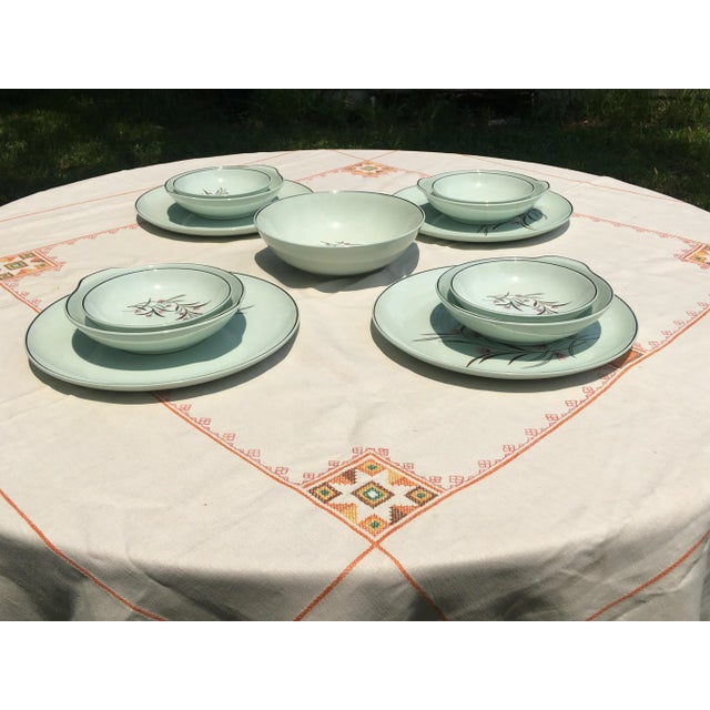 Mid 20th Century Vintage Ballerina Mist Pale Green Dinner Set- 13 Pieces For Sale - Image 5 of 13