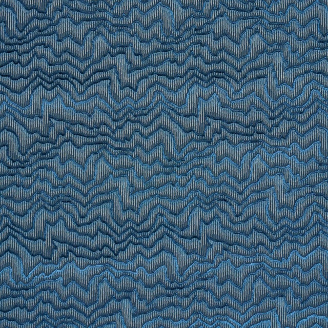 Abstract Schumacher Zambezi Velvet Fabric in Slate Blue For Sale - Image 3 of 4