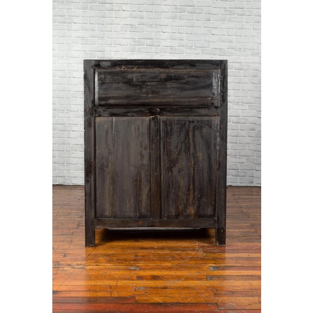 Mid 19th Century Chinese Qing Dynasty Period 19th Century Cabinet with Original Brown Lacquer For Sale - Image 5 of 13