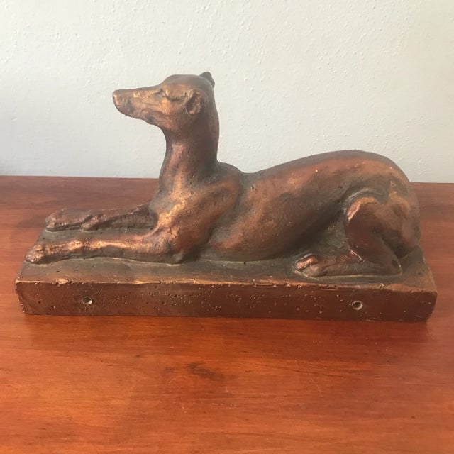 Art Deco Bronze Colored Greyhound or Whippet Dog Statue For Sale - Image 3 of 8