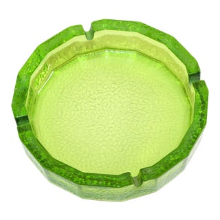 Vintage Moroccan Hazel Atlas Green Glass Ashtray For Sale