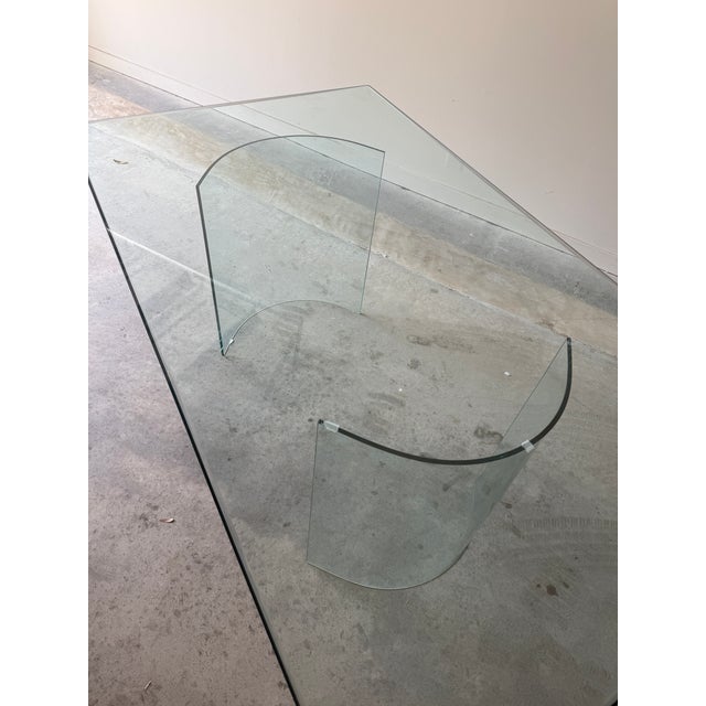 Post Modern Glass Double Pedestal Dining Table For Sale - Image 4 of 10
