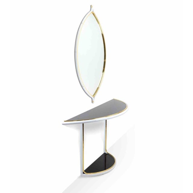 Vintage Console with Wall Mirror by Tommaso Barbi, Italy, 1970s, Set of 2 For Sale - Image 6 of 13