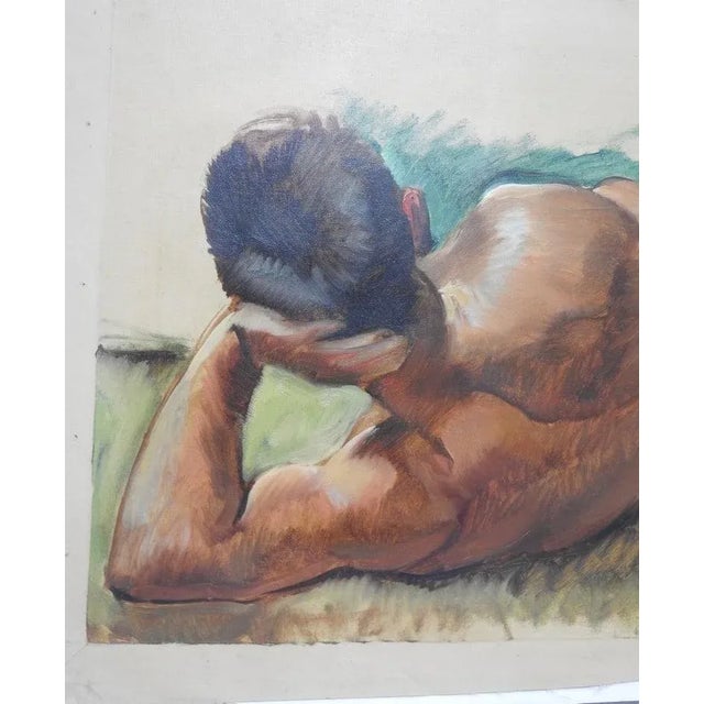 1920s Robert Whitmore "Male at Rest" Oil Painting Early 20th Century For Sale - Image 5 of 5