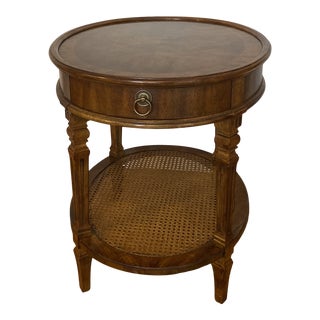 1970s Drexel Heritage Walnut Italian Provincial Oval Side Table For Sale