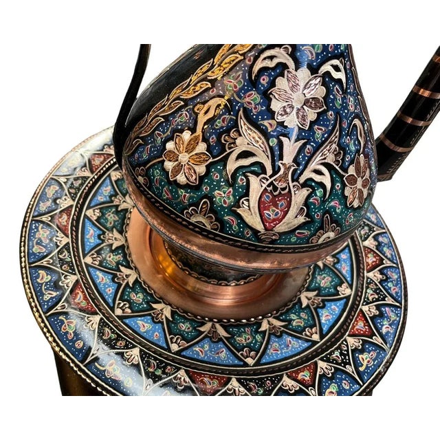 Hand Carved and Hand Painted, flower design special Water Pitcher made by copper. Great for displaying your unique...