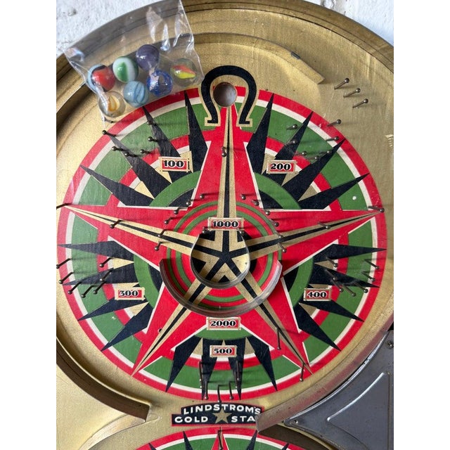 Folk Art 1930s Lindstroms Gold Star Metal Game Board For Sale - Image 3 of 8