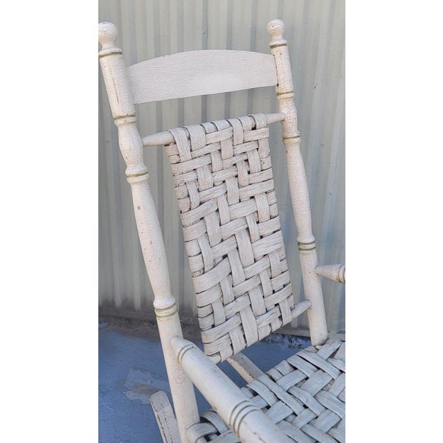 19thc Oyster Painted Wooden Rocking Chair For Sale - Image 4 of 9