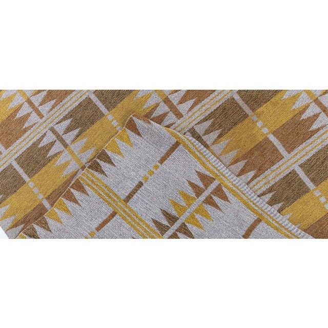 Tan Doris Leslie Blau Vintage Scandinavian Geometric Flatweave Wool Rug In Warm Tan For Sale - Image 8 of 8