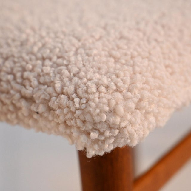 1960s Scandinavian Stools in Teak and Sheepskin, 1960s, Set of 2 For Sale - Image 5 of 9