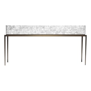 Jaya Bronze Leg and White Eggshell Top Console by Reda Amalou Design For Sale