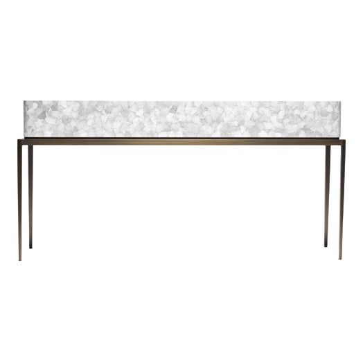 Jaya Bronze Leg and White Eggshell Top Console by Reda Amalou Design For Sale