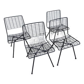 Mid-Century Modern Black Wire Side Chairs Designed by John Keal for Pacific Iron - Set of 4 For Sale