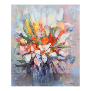 'Tulips and Calla Lilies' by David Barnes, Mendocino, California, Large Modernist Oil Still Life