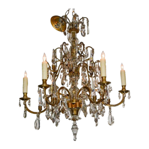 19th Century French Bronze and Crystal Chandelier.