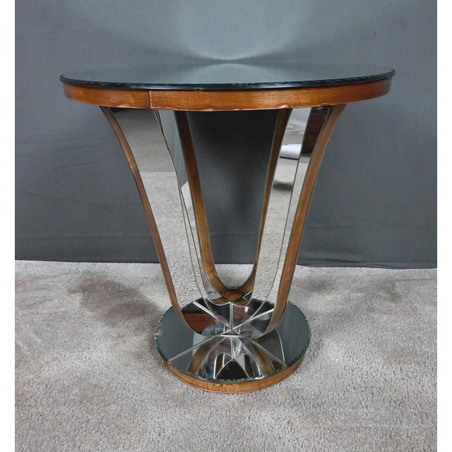 Small Mirrored Glass & Walnut Side Table, 1940s For Sale - Image 11 of 15