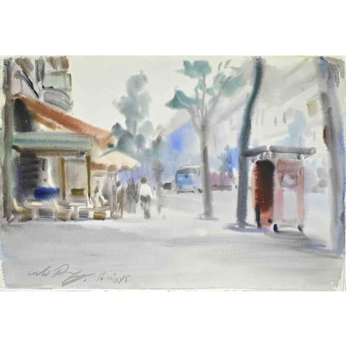 Carlo Ravagnan, View of Paris, 1975, Watercolor on Paper For Sale - Image 3 of 3