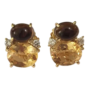 Christina Addison Mini 18kt Yellow Gold Gum Drop™ Earrings With Smokey Topaz, Citrine and Diamonds
