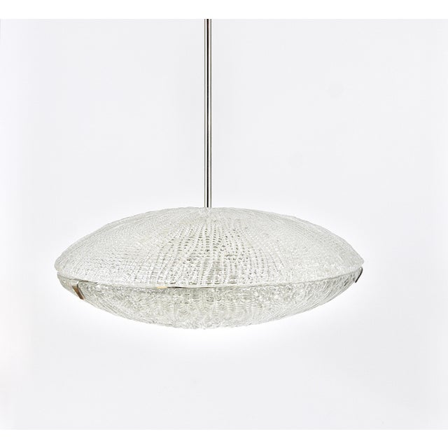 Mid-Century Kalmar Discus Textured Glass & Nickel Chandelier attributed to J. T. Kalmar for Kalmar, Austria, 1950s For Sale - Image 10 of 18