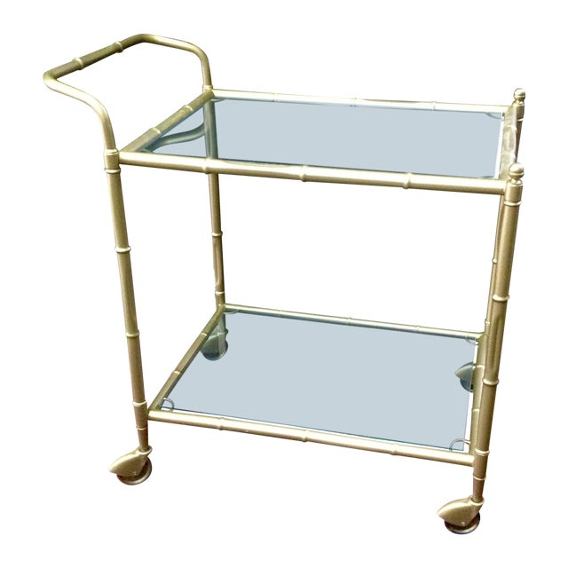 Faux Bamboo Brass Bar Cart Chairish