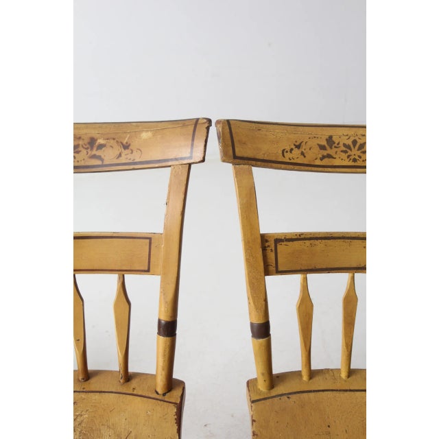 Antique Set of 6 Painted Plank Seat Chairs For Sale - Image 11 of 12
