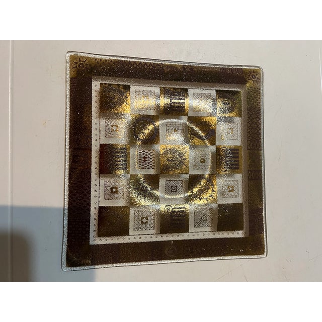 Glass 1950 Mid Century Modern Signed Georges Briard "Golden Celeste" Glass Serving Tray For Sale - Image 7 of 8