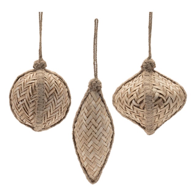 Woven Bamboo Ornament (Set of 6) For Sale