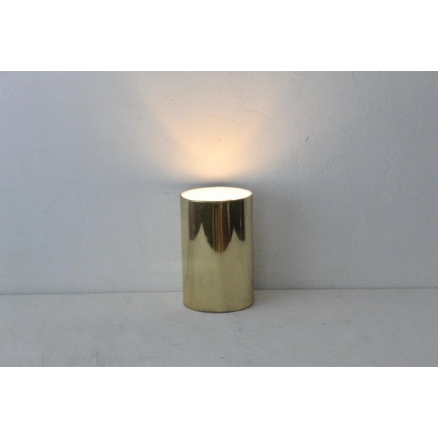 1980s Lightolier Style Gold Brass Finish Modernist Cylinder Table or Floor Lamp For Sale - Image 11 of 11