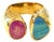 Bochic "Orient" Ruby & Blue Opal Vintage 2 Gem Ring Set 18K & Silver For Sale