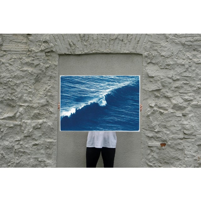 Paper Nautical Cyanotype of a Long Wave in Venice Beach Print For Sale - Image 7 of 13