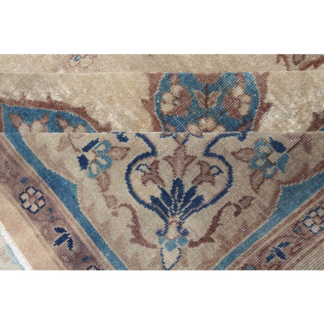 Large Antique Amritsar Rug in Taupe, Brown and Blue 12' X 15' For Sale - Image 11 of 12