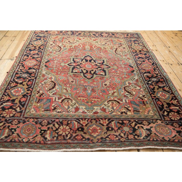 Textile Vintage Heriz Rug - 4'9" X 5'11" For Sale - Image 7 of 10
