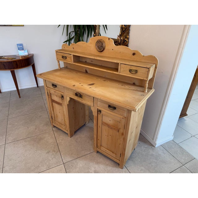 Rustic Art Nouveau Desk/Secretary, Spruce Wood, Dimensions: Height x Width x Depth 126 x 128 x 46 cm, Writing Height 82...