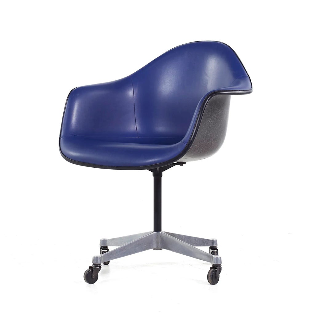 Eames for Herman Miller Mid Century Dark Blue Padded Fiberglass