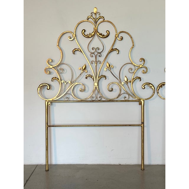 1960s Gilded Iron Headboards, 1960s, Set of 2 For Sale - Image 5 of 10