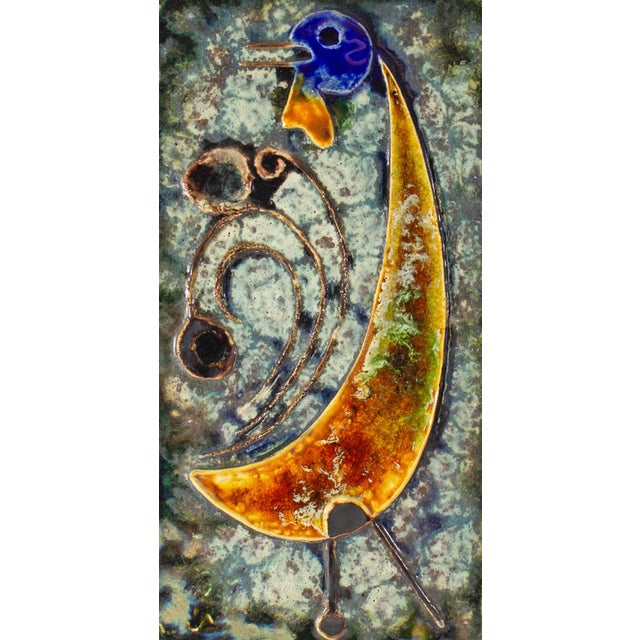 A ceramic wall tile plaque by the German artist Helmut Friedrich Schäffenacker (1921-2010). This rectangular tile has an...