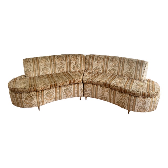 Mid Century Modern Curved Sectional Sofa For Sale