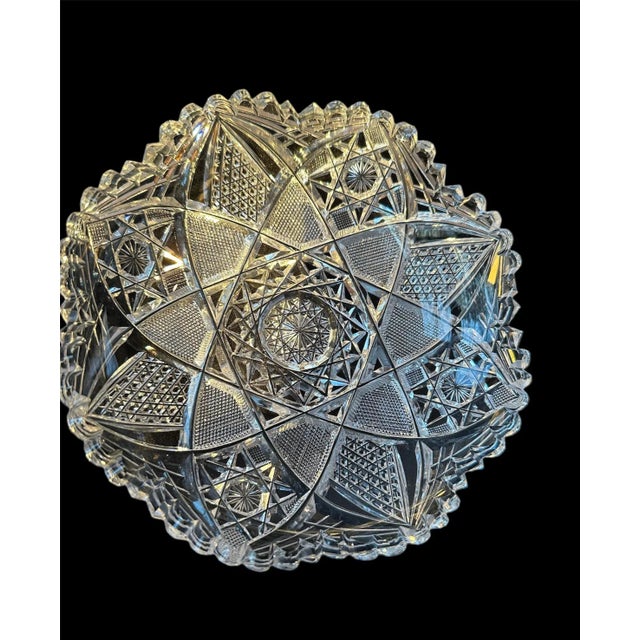 American Antique, American Brilliant Period Crystal Glass Hand Cut Low Bowl Made by J Hoare For Sale - Image 3 of 13