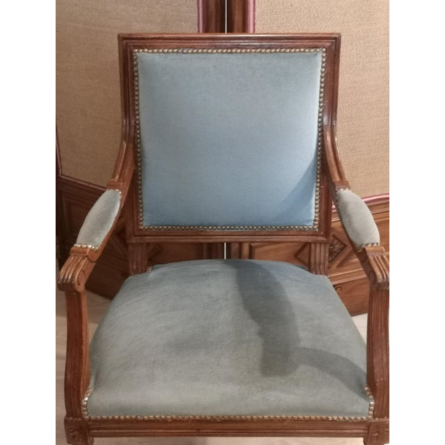 Blue Office Canvas Armchair For Sale - Image 6 of 9