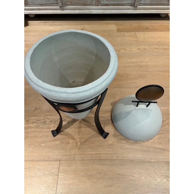 Vase, Stone With Metal Trim For Sale - Image 4 of 6