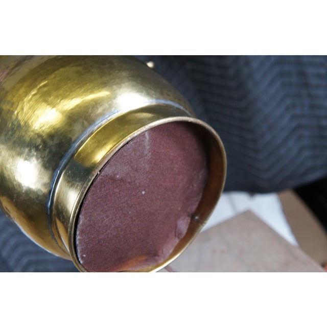 Vintage Hammered Brass Deer Stag Head Handled Urn Vase Table Lamp & Shade For Sale - Image 6 of 12